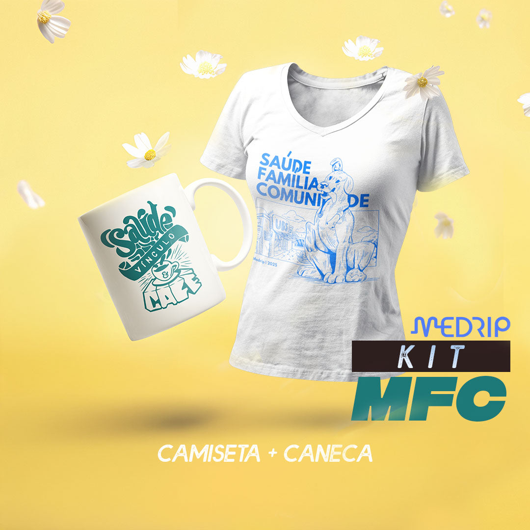 Novo: KIT MFC: Camiseta Guardiões da UBS + Caneca Saúde & Café